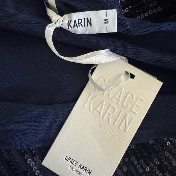 Grace Karin Blue Sequin One Shoulder Dress NWT | Size M - Picture 5 of 6